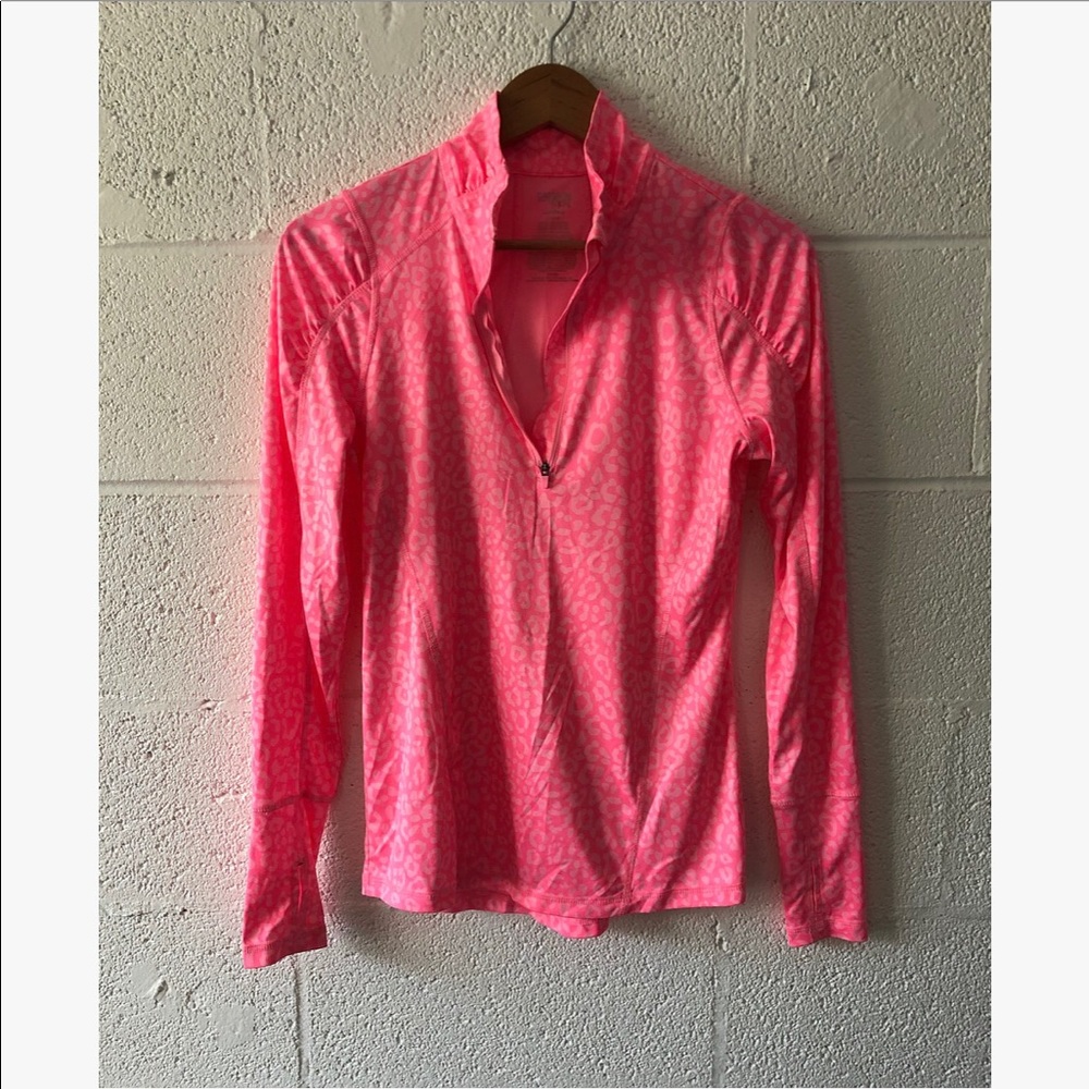Danskin Pink Long Sleeve Fitted Button Down Shirt